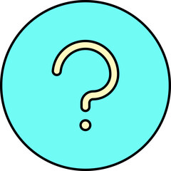 Wall Mural - Question Symbol Circle Icon In Turquoise And Yellow Color.