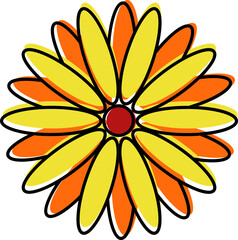 Sticker - Beautiful Flower Shape Rangoli Colorful Icon.