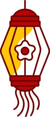 Sticker - Circular Paper Lantern Icon In Red And Yellow Color Flat Style.