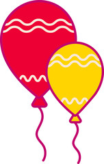 Sticker - Colorful Bunch Balloon Fly Icon In Flat Style.