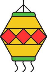 Sticker - Hanging Yellow And Red Lantern Icon In Flat Style.