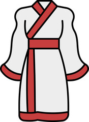 Wall Mural - Yukata Or Kimono Dress Flat Icon In Red And White Color.