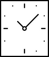 Sticker - Sqaure Clock Icon In Black Line Art.