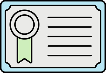 Sticker - Colorful Certificate Icon In Flat Style.