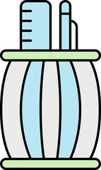 Poster - Ruler Scale With Pen In Box Green And Blue Icon.