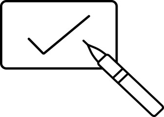 Sticker - Thin Line Art Of Check Or Confirm Icon.