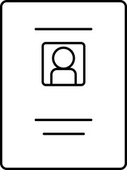 Sticker - Black Outline Illustration Of Id Card Icon.