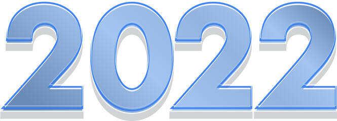 Poster - Glossy Blue 2022 Number On White Background.