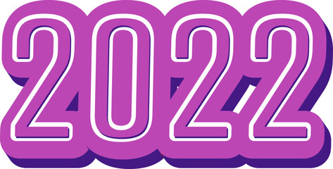 Poster - Pink And Purple Sticker Style 2022 Number On White Background.