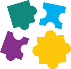 Canvas Print - Colorful Jigsaw Puzzle Pieces On White Background.