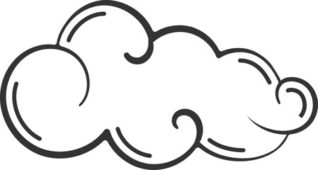 Sticker - Black Line Art Illustration Of Cloud Element.