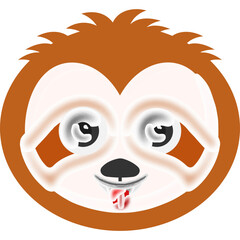 Wall Mural - Tongue Out Cartoon Sloth Animal Circle Face White And Orange Icon.