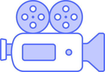 Canvas Print - Video Camera Icon In Blue And White Color.