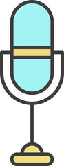 Sticker - Flat Microphone Icon In Turquoise And Yellow Color.