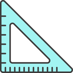 Poster - Isolated Triangle Ruler Icon In Turquoise Color.