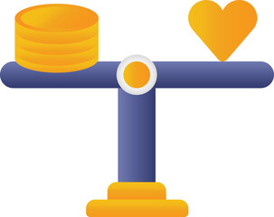 Poster - Heart And Coins On Balance Scale Orange And White Icon.