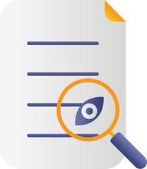 Sticker - Search Eye Document Flat Icon In Blue And Orange Color.