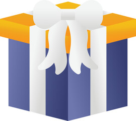 Poster - Flat Style Gift Box Icon in Orange And Blue Color.