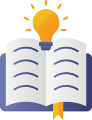 Poster - Illuminated Bulb with Open Book Blue And Orange Icon.