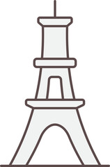 Sticker - Flat Style Eiffel Tower Icon In Gray Color.