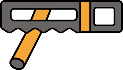 Sticker - Pipe Cutting With Hacksaw Icon In Gray And Orange Color.