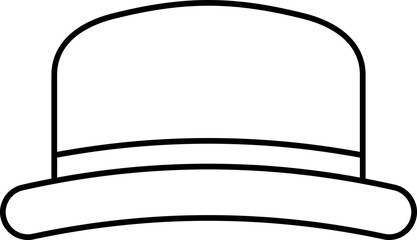 Sticker - Isolated Bowler Hat Icon In Black Outline.