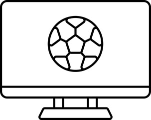 Canvas Print - Football With Monitor Icon in Black Line Art.