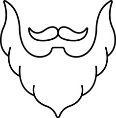 Wall Mural - Black Line Art Mustache With Beard Icon in Black Outline.