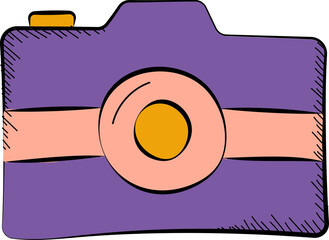 Poster - Orange And Purple Camera Doodle Icon Or Symbol.