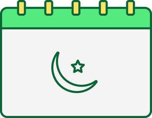 Sticker - Crescent Moon Symbolic Calendar Grey And Green Color.