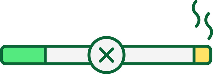 Poster - No Smoking Icon Or Symbol In Green And Yellow Color.