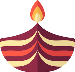 Poster - Red And Yellow Illustration Of Burning Diya (Oil Lamp) Icon.