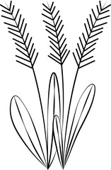 Sticker - Black Outline Illustration Of Shrub Leaves Icon.