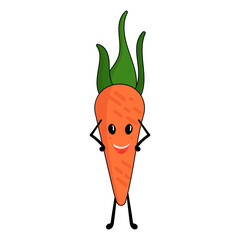 Sticker - Cheerful Carrot Cartoon Icon In Flat Style.