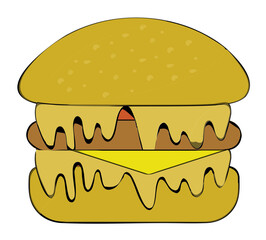 Wall Mural - Flat Style Burger Element On White Background.