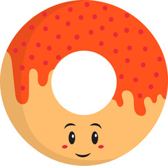 Poster - Happy Cartoon Face Donuts Orange Sticker.