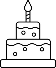 Poster - Illustration Of Burning Candle In Two Layer Cake Stroke icon.