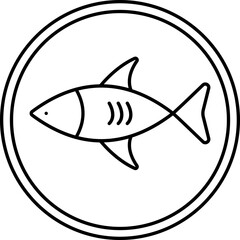 Poster - Black Outline Fish Fry Dish Plate Icon.