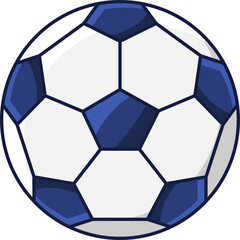 Canvas Print - Isolated Soccer Ball Flat Icon In Blue And White Color.