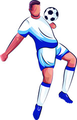 Sticker - Faceless Footballer Player Hitting Ball From Chest Illustration.