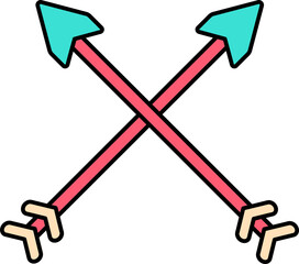 Poster - Cross Spear Flat Icon In Red And Turquoise Color.