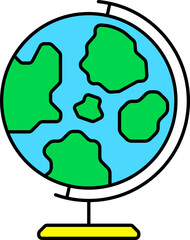 Sticker - Globe On Stand Icon In Green And Blue Color.