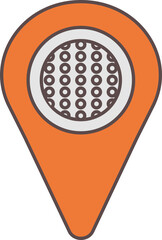 Poster - Golf Map Pin Icon In Orange And Gray Color.