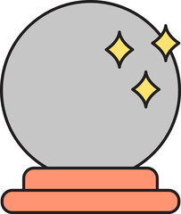 Sticker - Grey And Orange Magic Ball Icon In Flat Style.