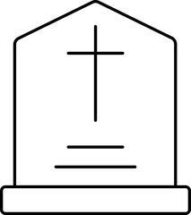 Canvas Print - Black Line Art Illustration Of Gravestone Icon.