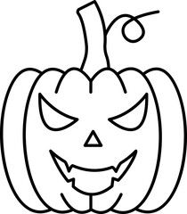 Sticker - Black Outline Illustration Of Haunted Pumpkin Icon.