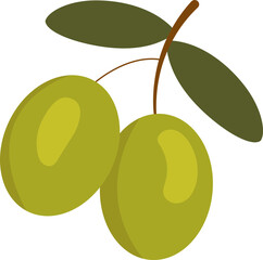 Sticker - Green Olive Berry Stem Icon In Flat Style.