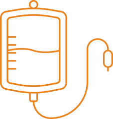 Sticker - Hanging Iv Bag Icon In Orange Thin Line Art.