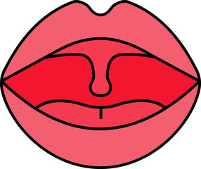 Sticker - Flat Style Uvula Icon In Red Color.