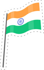 Sticker - Illustration Of Wavy Indian National Flag Sticker.